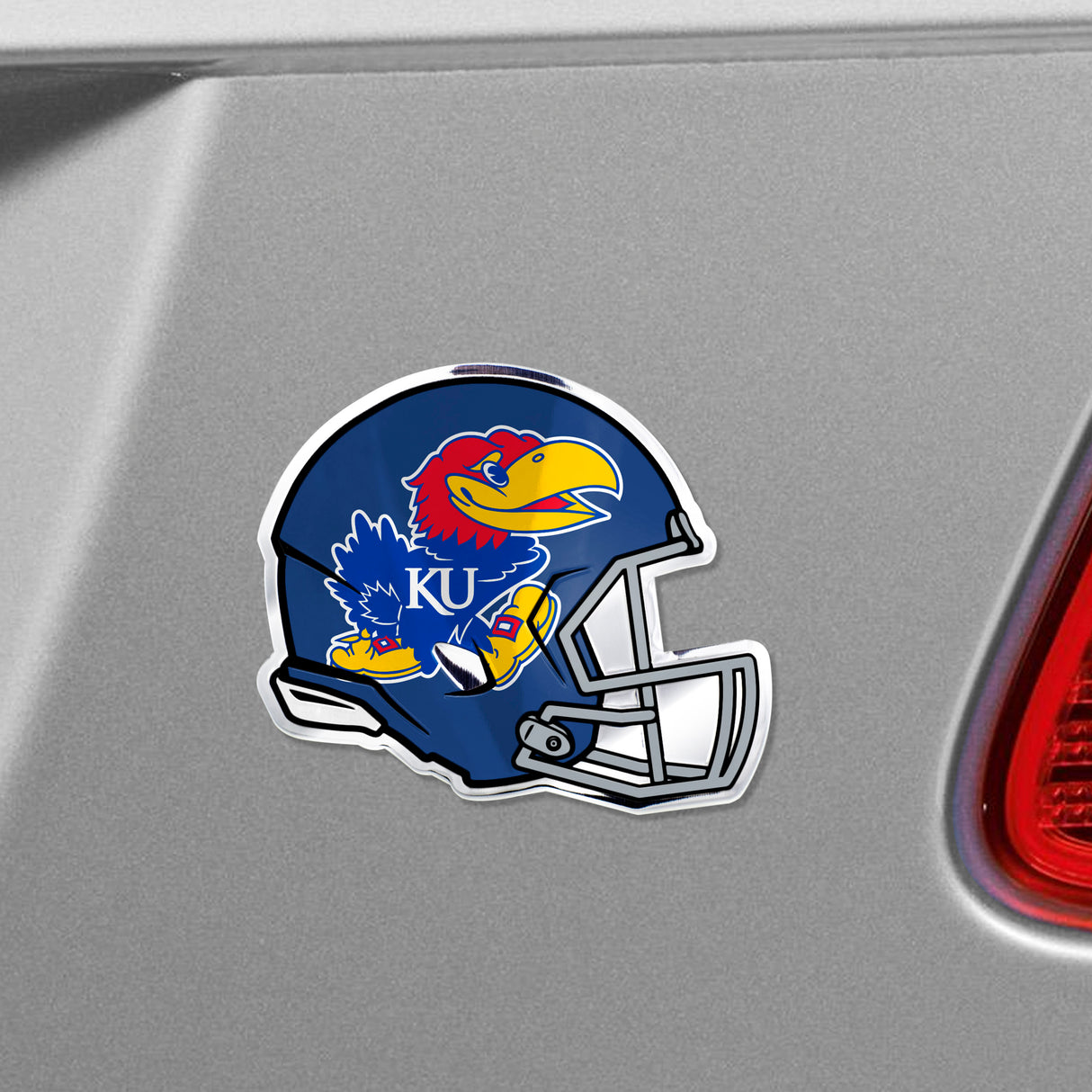 Fanmats Kansas Jayhawks Heavy Duty Aluminium Helmet Emblem Fan Gear NCAA Kansas Jayhawks