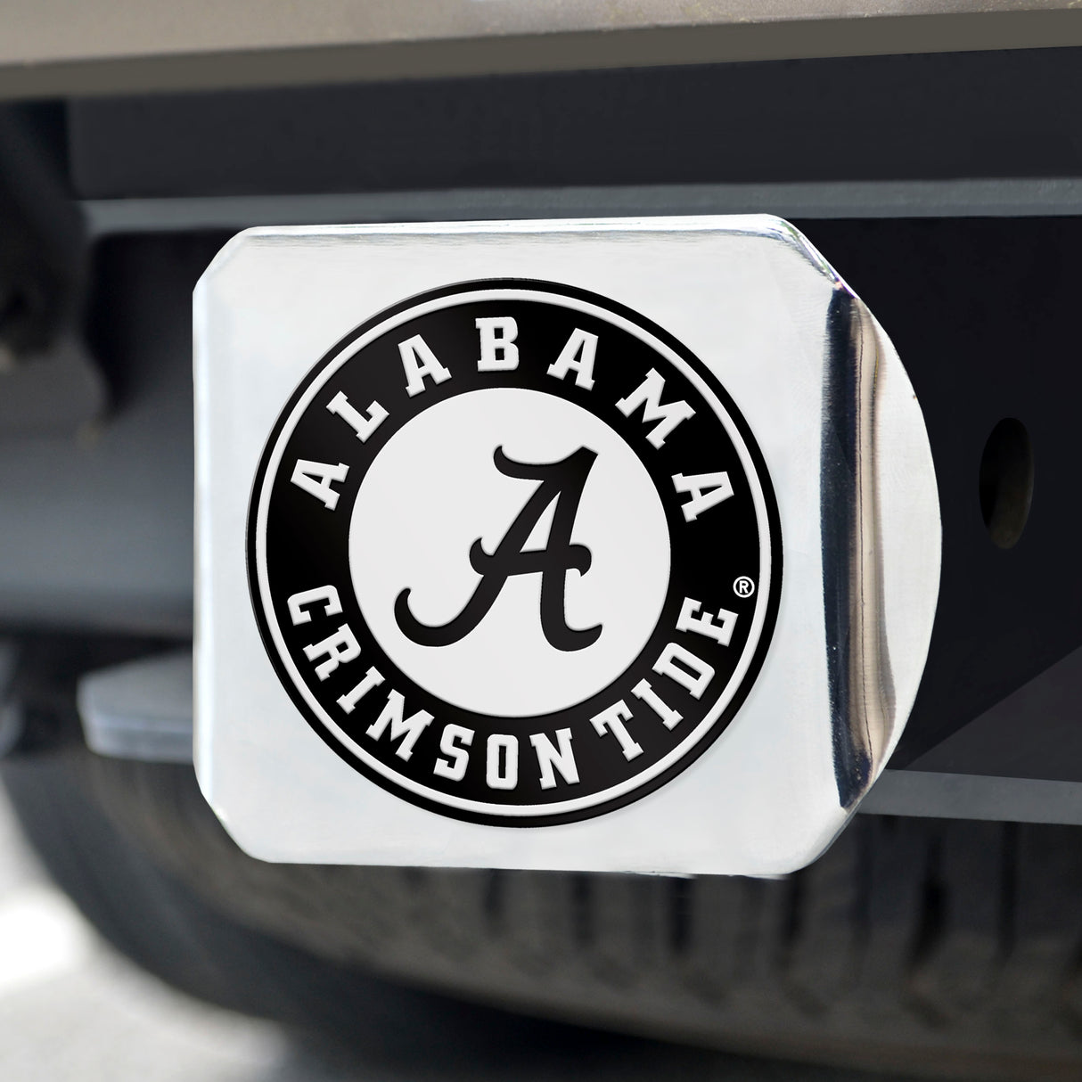 Fanmats Alabama Crimson Tide Chrome Metal Hitch Cover with Chrome Metal 3D Emblem Fan Gear NCAA Alabama Crimson Tide