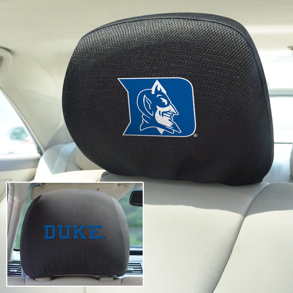 Fanmats Duke Blue Devils Embroidered Head Rest Cover Set - 2 Pieces Fan Gear NCAA Duke Blue Devils