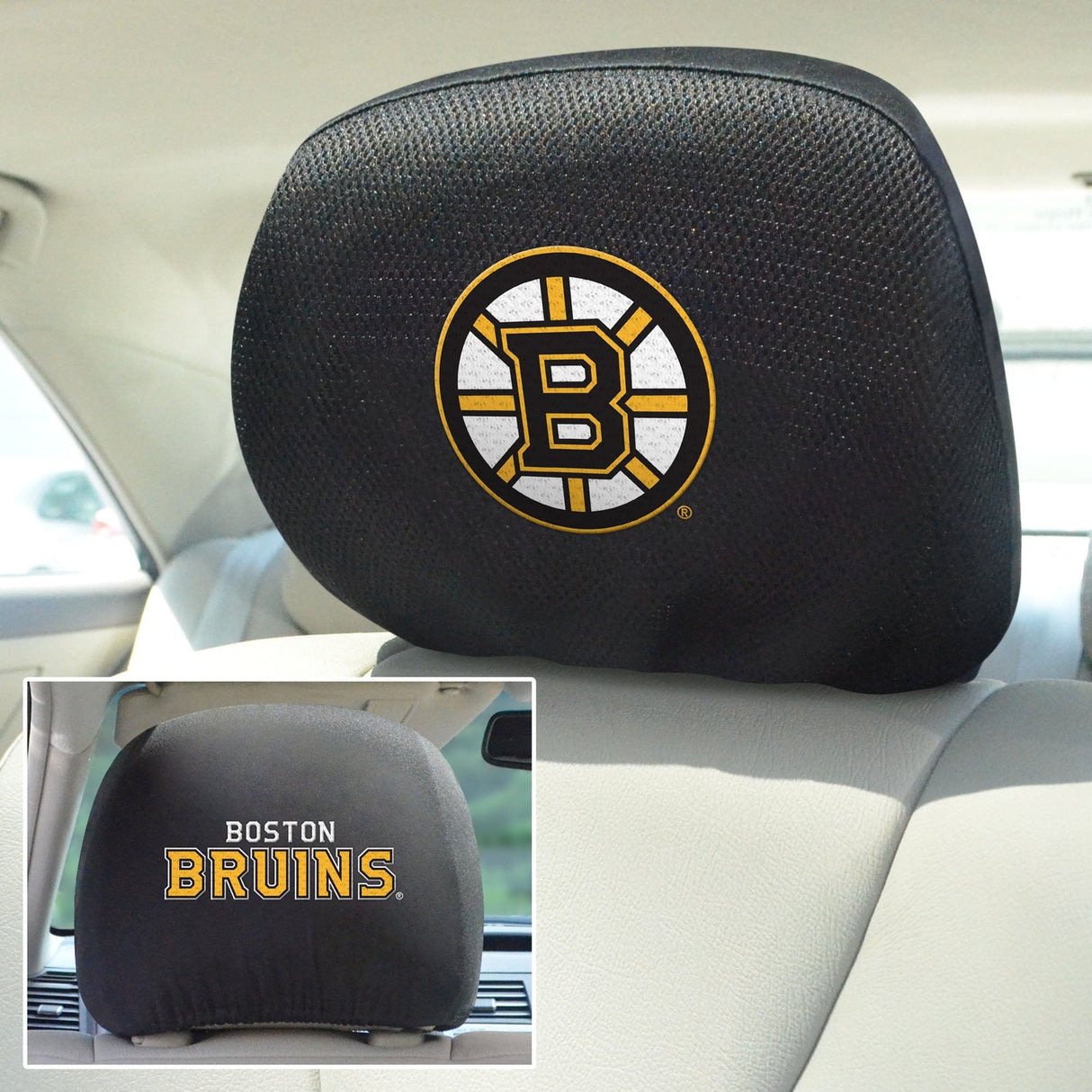 Fanmats Boston Bruins Embroidered Head Rest Cover Set - 2 Pieces Fan Gear NHL Boston Bruins