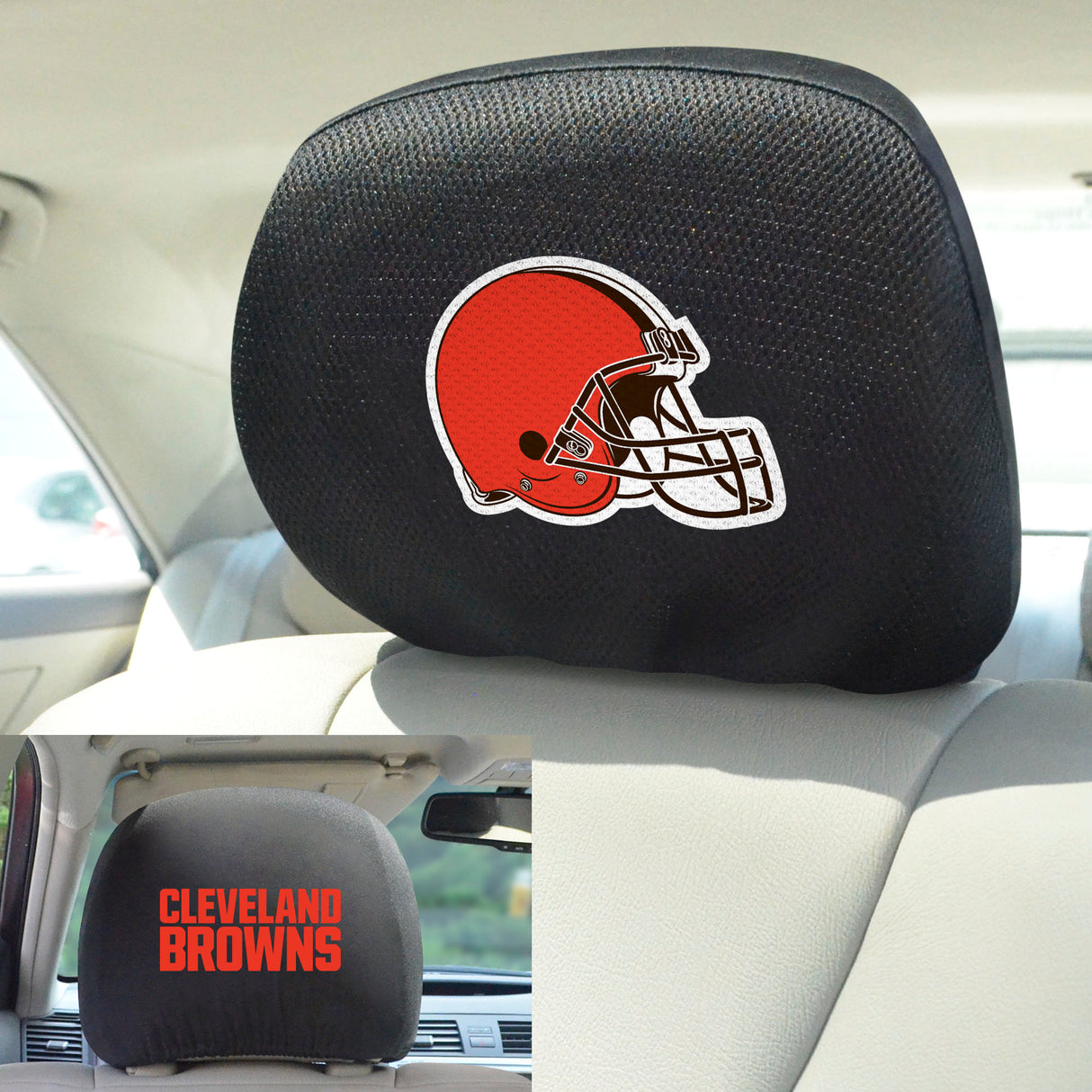 Fanmats Cleveland Browns Embroidered Head Rest Cover Set - 2 Pieces Fan Gear NFL Cleveland Browns