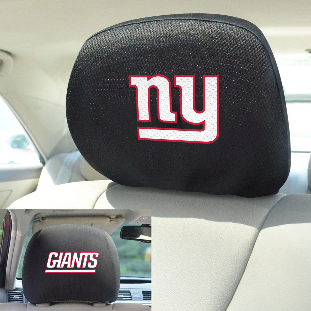 Fanmats New York Giants Embroidered Head Rest Cover Set - 2 Pieces Fan Gear NFL New York Giants