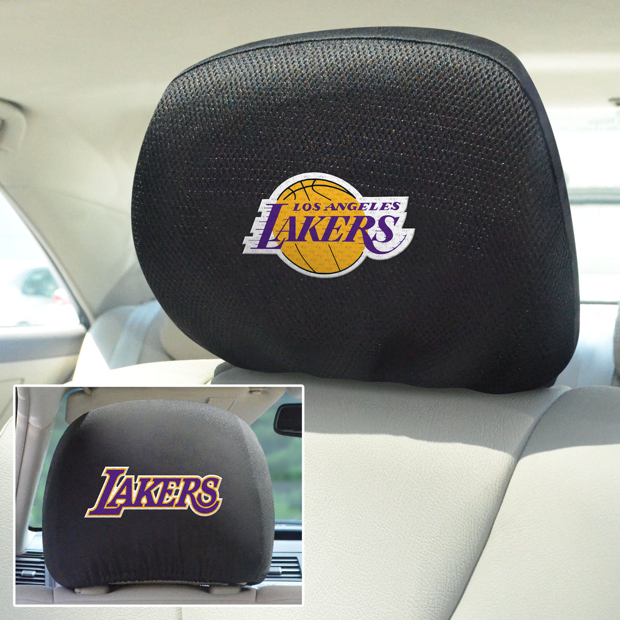 Fanmats Los Angeles Lakers Embroidered Head Rest Cover Set - 2 Pieces Fan Gear NBA Los Angeles Lakers