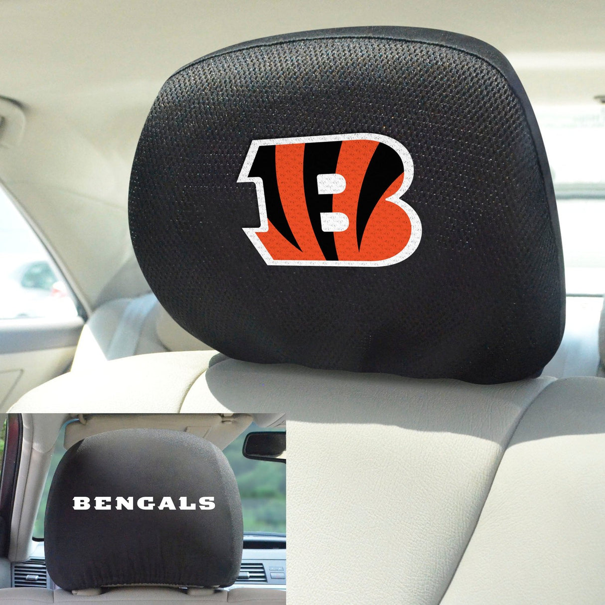Fanmats Cincinnati Bengals Embroidered Head Rest Cover Set - 2 Pieces Fan Gear NFL Cincinnati Bengals