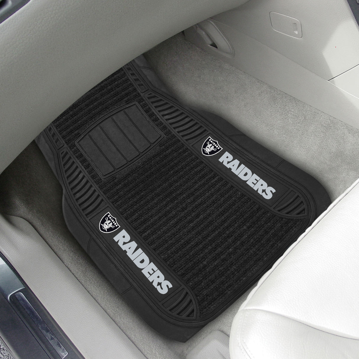 Fanmats Las Vegas Raiders 2 Piece Deluxe Car Mat Set Fan Gear NFL Las Vegas Raiders