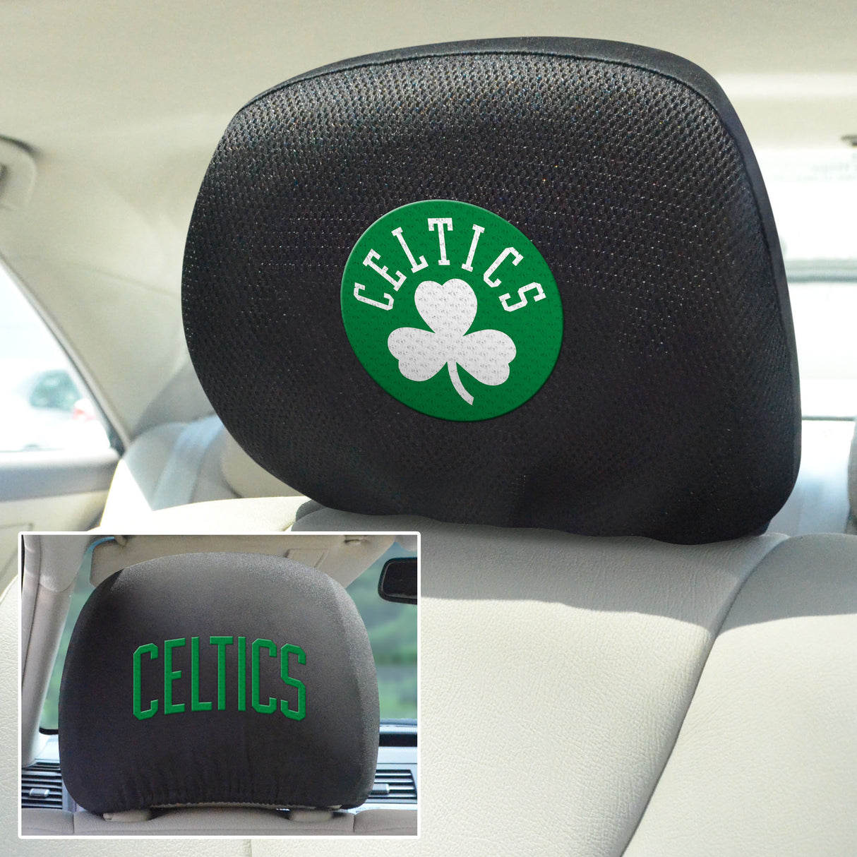 Fanmats Boston Celtics Embroidered Head Rest Cover Set - 2 Pieces Fan Gear NBA Boston Celtics