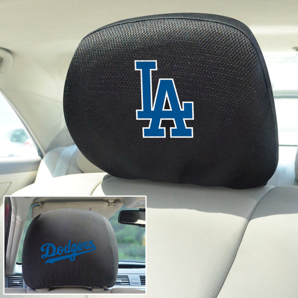 Fanmats Los Angeles Dodgers Embroidered Head Rest Cover Set - 2 Pieces Fan Gear MLB Los Angeles Dodgers
