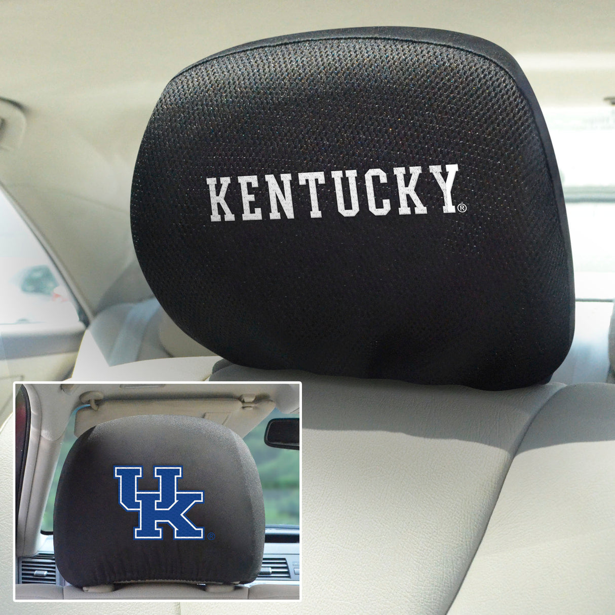 Fanmats Kentucky Wildcats Embroidered Head Rest Cover Set - 2 Pieces Fan Gear NCAA Kentucky Wildcats