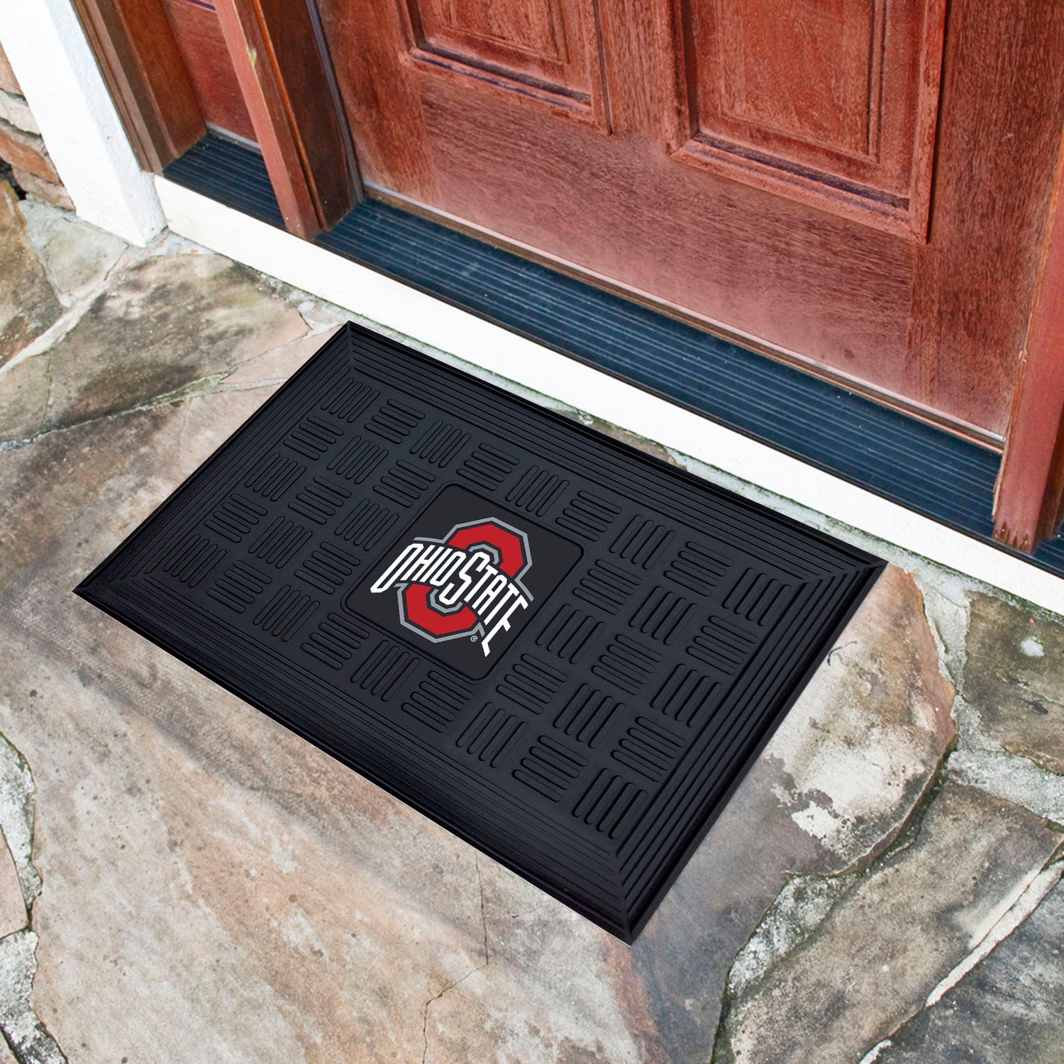 Fanmats Ohio State Buckeyes Heavy Duty Vinyl Medallion Door Mat - 19.5" x 31" Fan Gear NCAA Ohio State Buckeyes