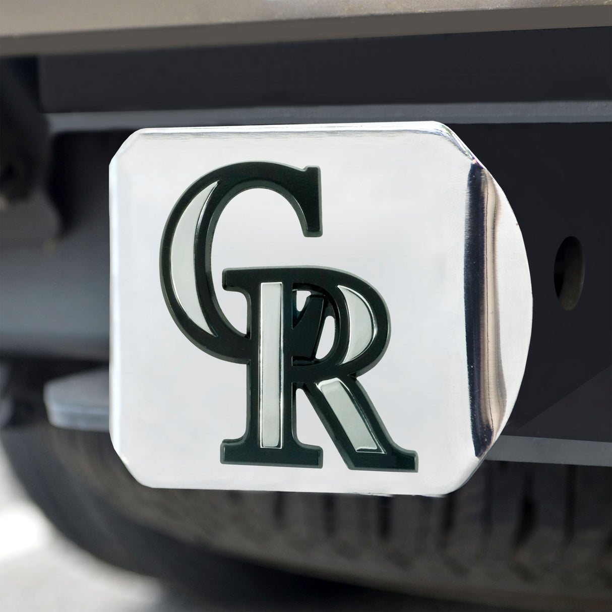 Fanmats Colorado Rockies Chrome Metal Hitch Cover with Chrome Metal 3D Emblem