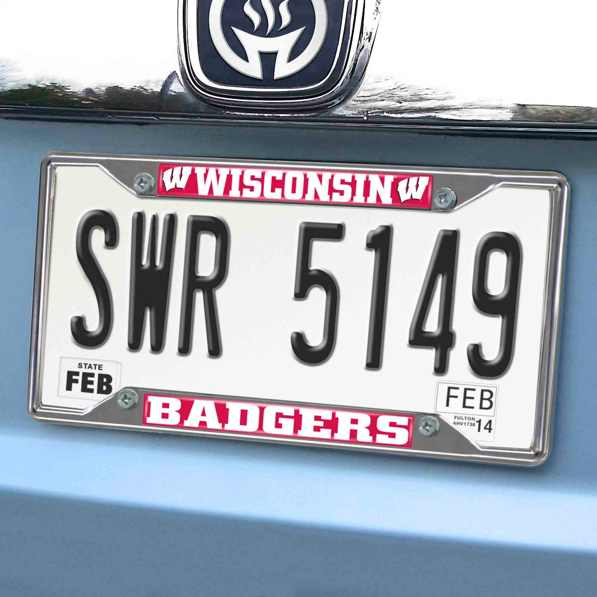 Fanmats Wisconsin Badgers Chrome Metal License Plate Frame, 6.25" x 12.25" Fan Gear NCAA Wisconsin Badgers