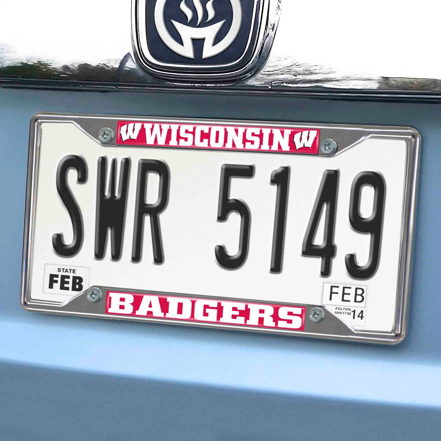 Fanmats Wisconsin Badgers Chrome Metal License Plate Frame, 6.25" x 12.25" Fan Gear NCAA Wisconsin Badgers