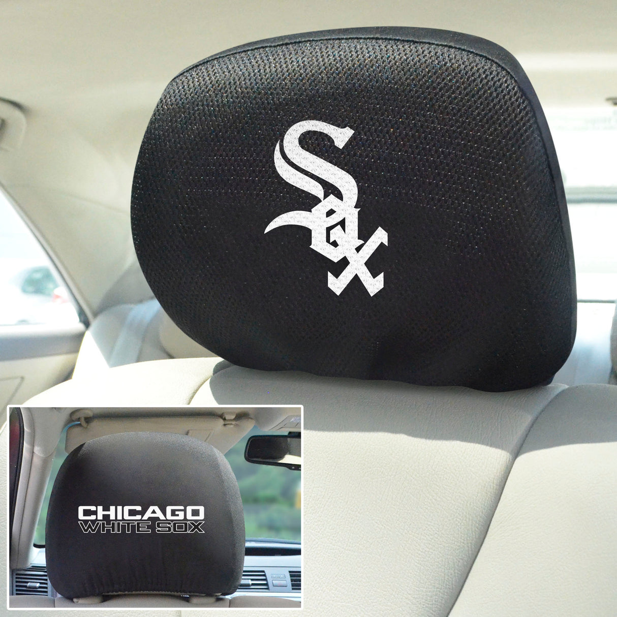 Fanmats Chicago White Sox Embroidered Head Rest Cover Set - 2 Pieces Fan Gear MLB Chicago White Sox