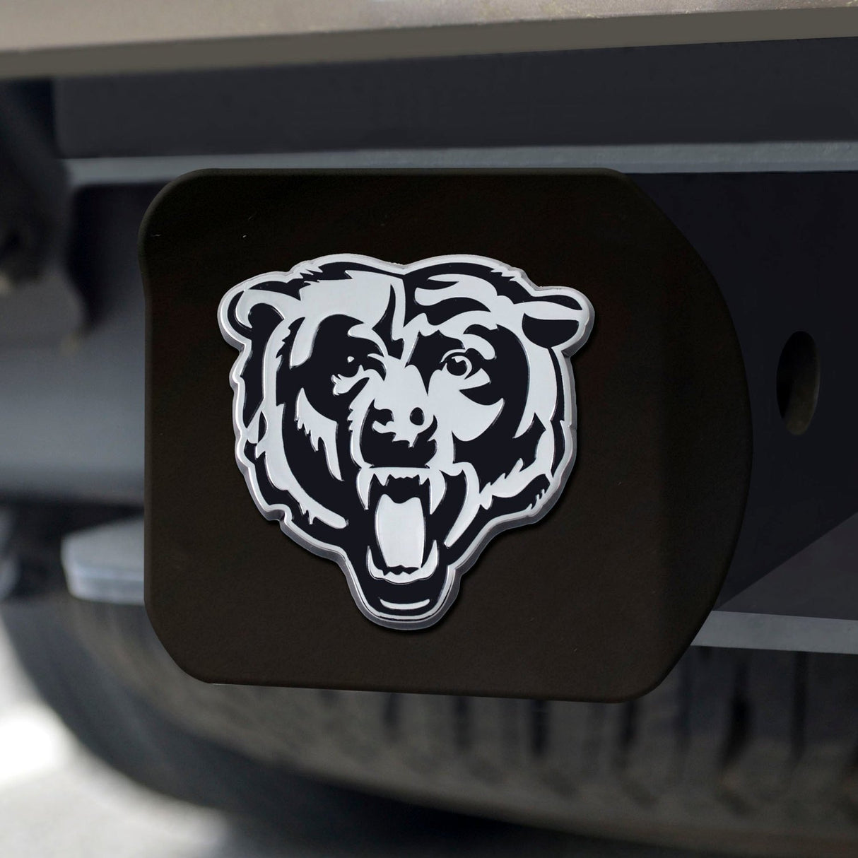 Fanmats Chicago Bears Black Metal Hitch Cover with Metal Chrome 3D Emblem Fan Gear NFL Chicago Bears