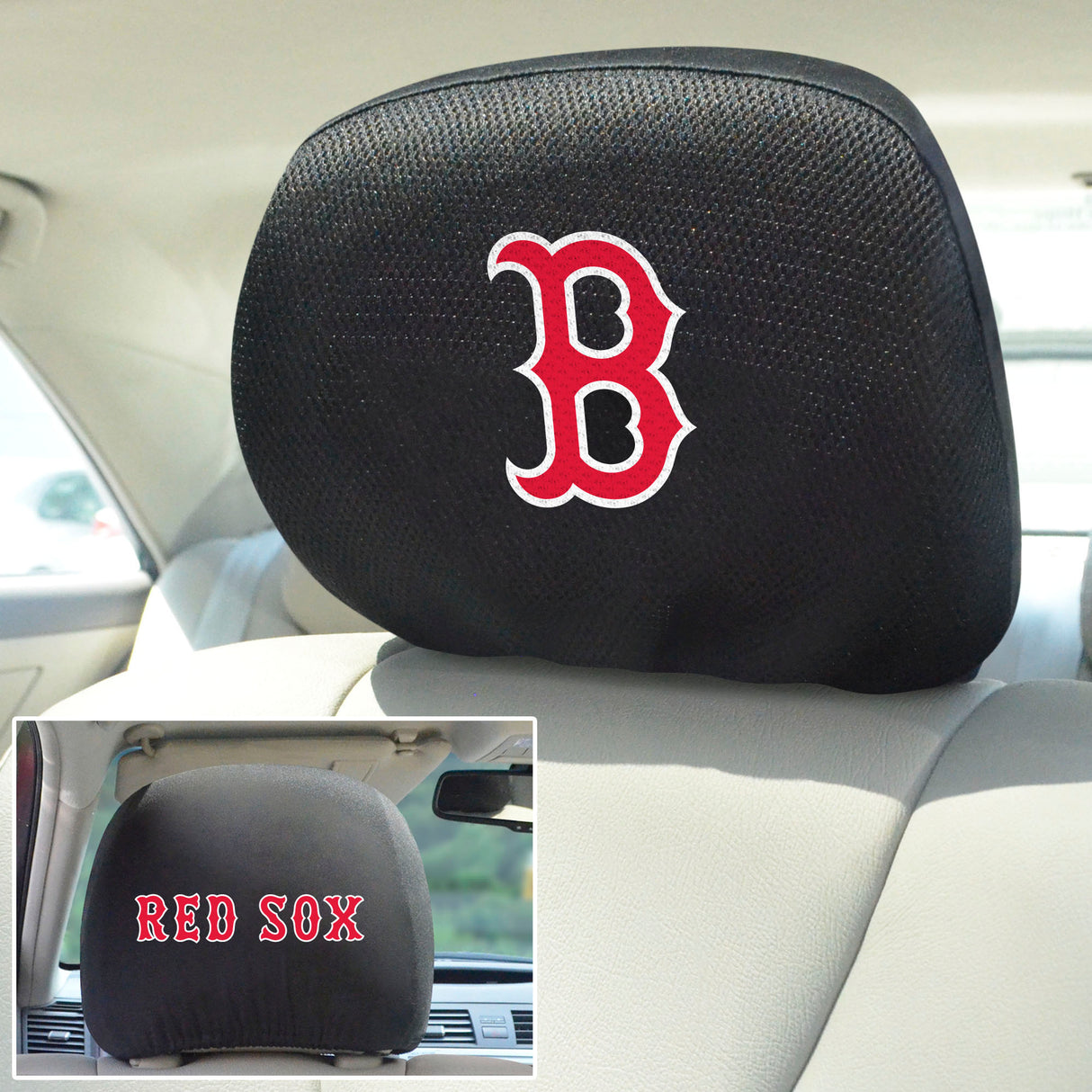 Fanmats Boston Red Sox Embroidered Head Rest Cover Set - 2 Pieces Fan Gear MLB Boston Red Sox