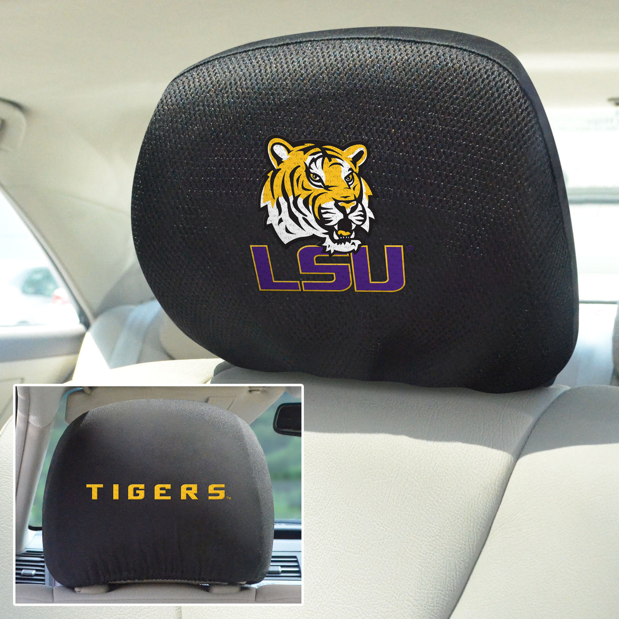 Fanmats LSU Tigers Embroidered Head Rest Cover Set - 2 Pieces Fan Gear NCAA LSU Tigers