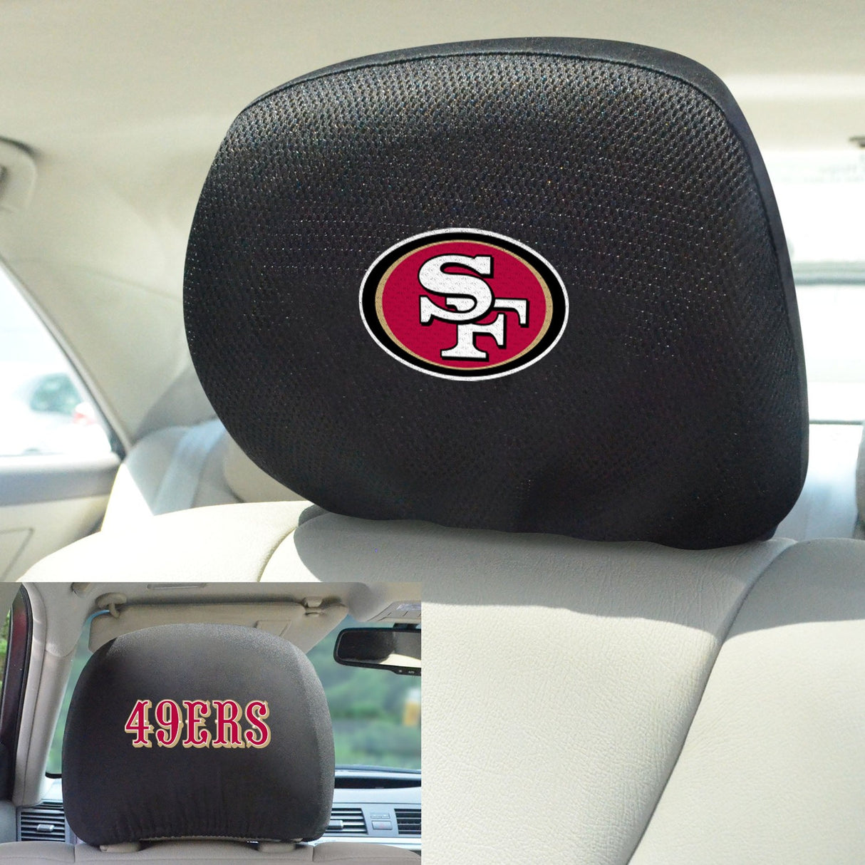 Fanmats San Francisco 49ers Embroidered Head Rest Cover Set - 2 Pieces Fan Gear NFL San Francisco 49ers