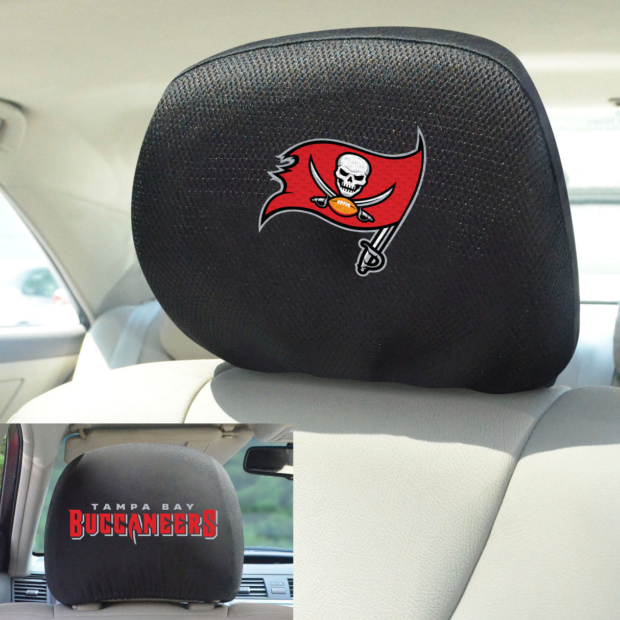 Fanmats Tampa Bay Buccaneers Embroidered Head Rest Cover Set - 2 Pieces Fan Gear NFL Tampa Bay Buccaneers
