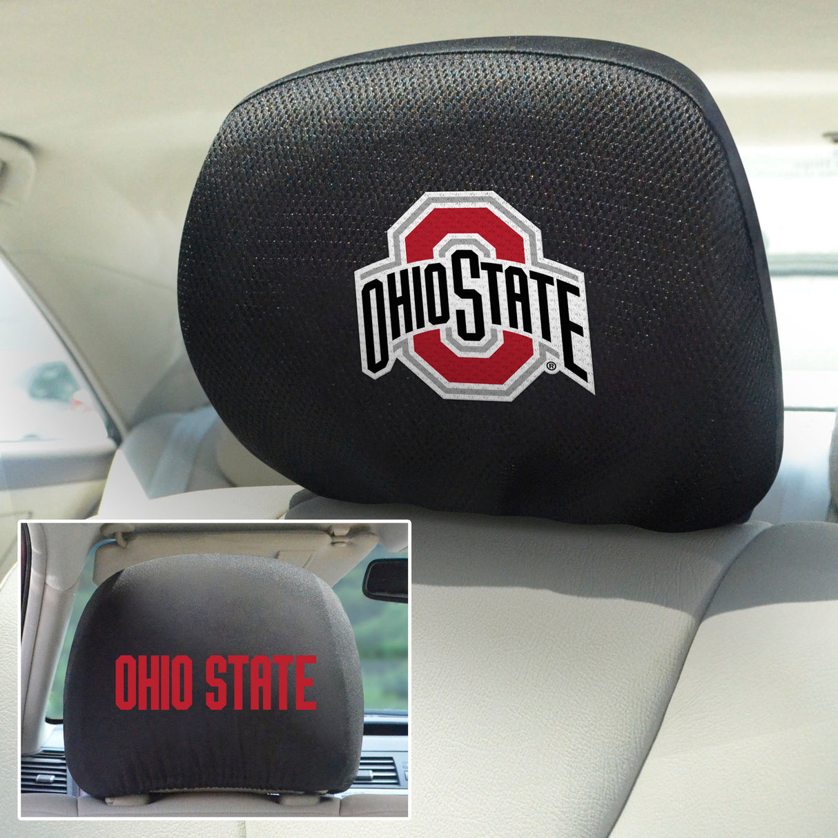 Fanmats Ohio State Buckeyes Embroidered Head Rest Cover Set - 2 Pieces Fan Gear NCAA Ohio State Buckeyes
