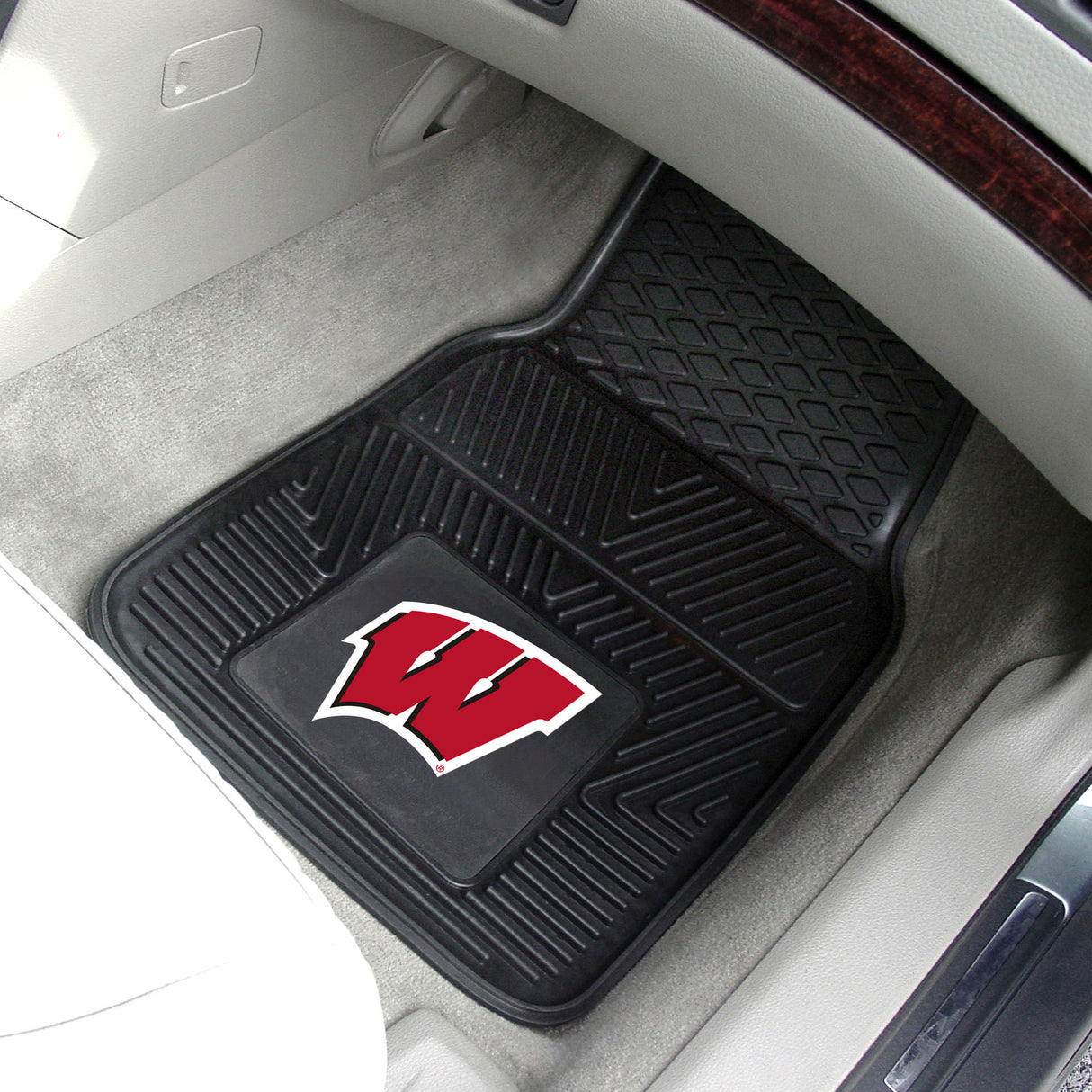 Fanmats Wisconsin Badgers Heavy Duty Car Mat Set - 2 Pieces Fan Gear NCAA Wisconsin Badgers