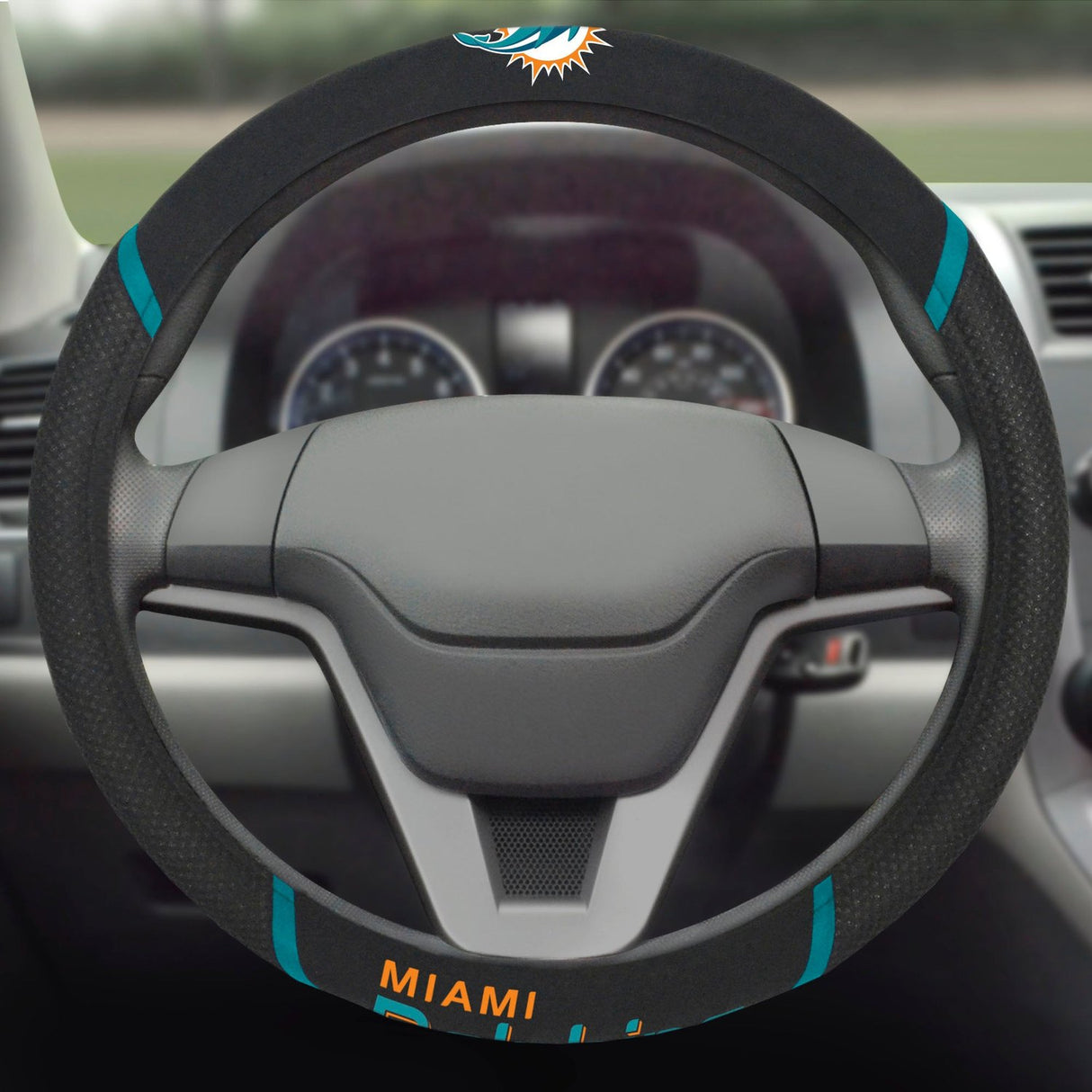 Fanmats Miami Dolphins Embroidered Steering Wheel Cover Fan Gear NFL Miami Dolphins