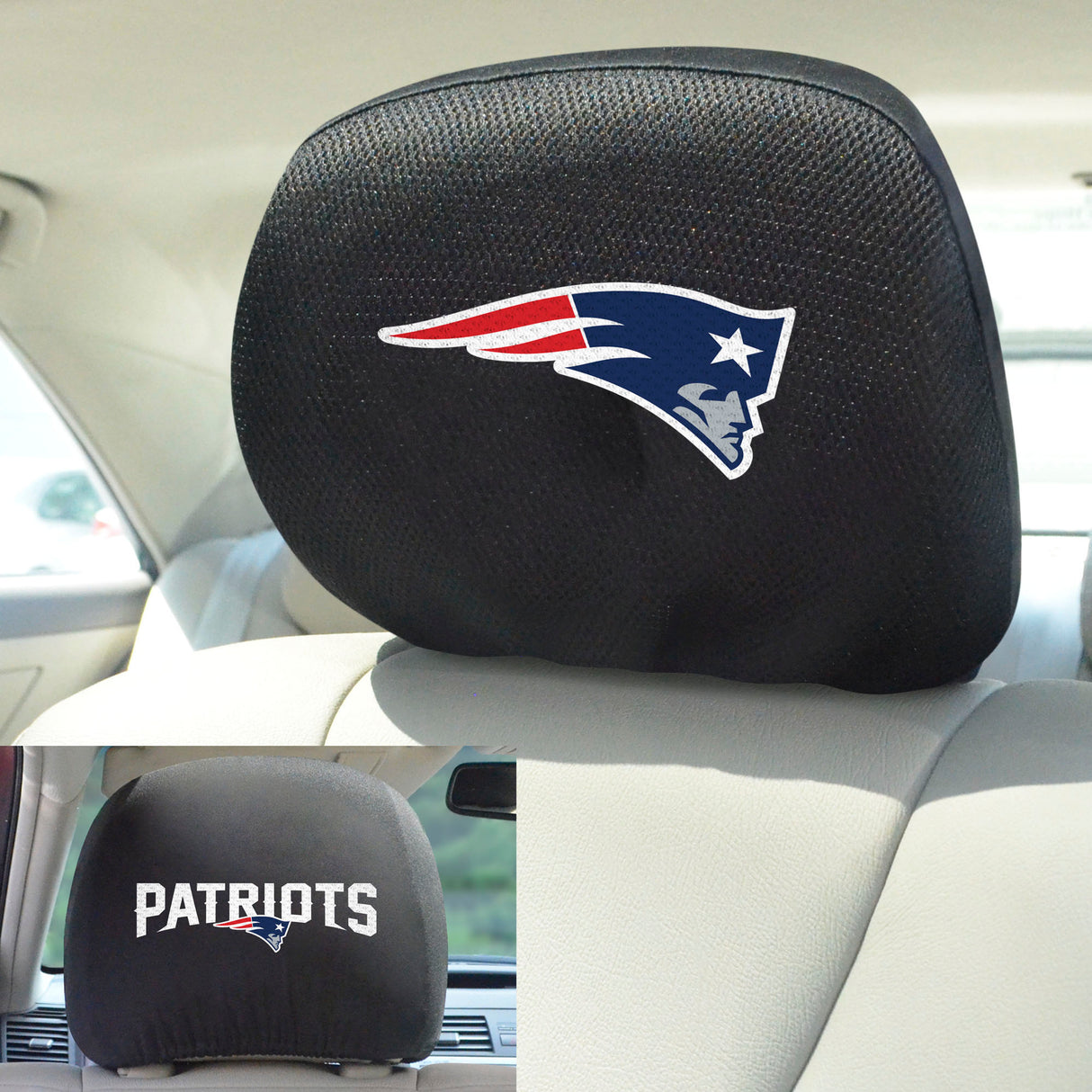 Fanmats New England Patriots Embroidered Head Rest Cover Set - 2 Pieces Fan Gear NFL New England Patriots