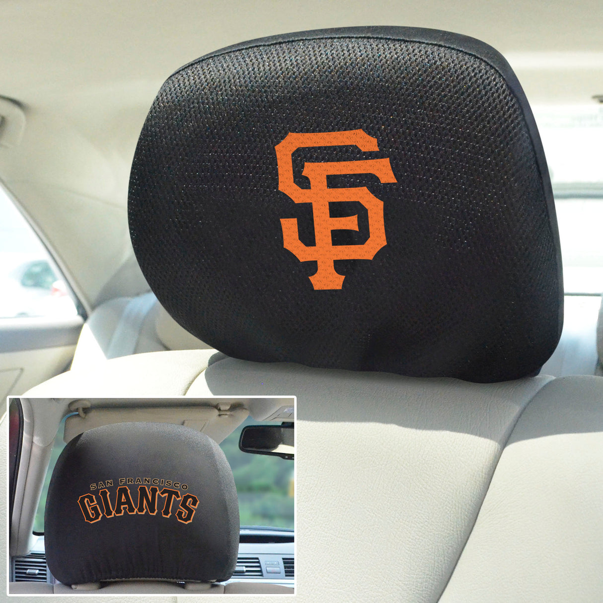 Fanmats San Francisco Giants Embroidered Head Rest Cover Set - 2 Pieces Fan Gear MLB San Francisco Giants