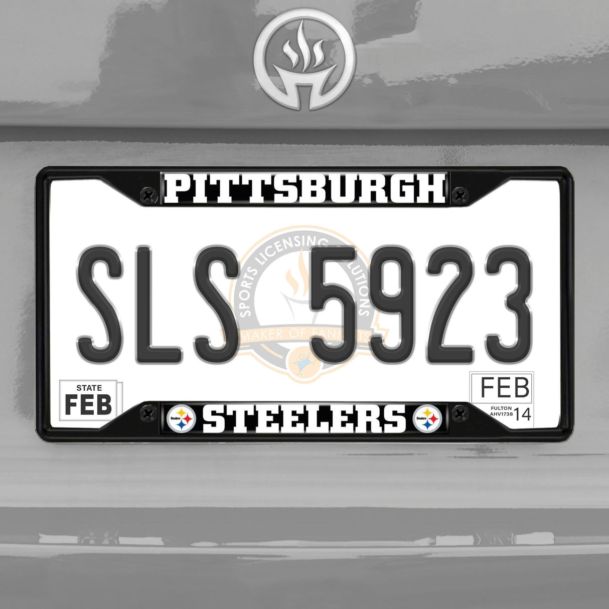 Fanmats Pittsburgh Steelers Metal License Plate Frame Black Finish Fan Gear NFL Pittsburgh Steelers