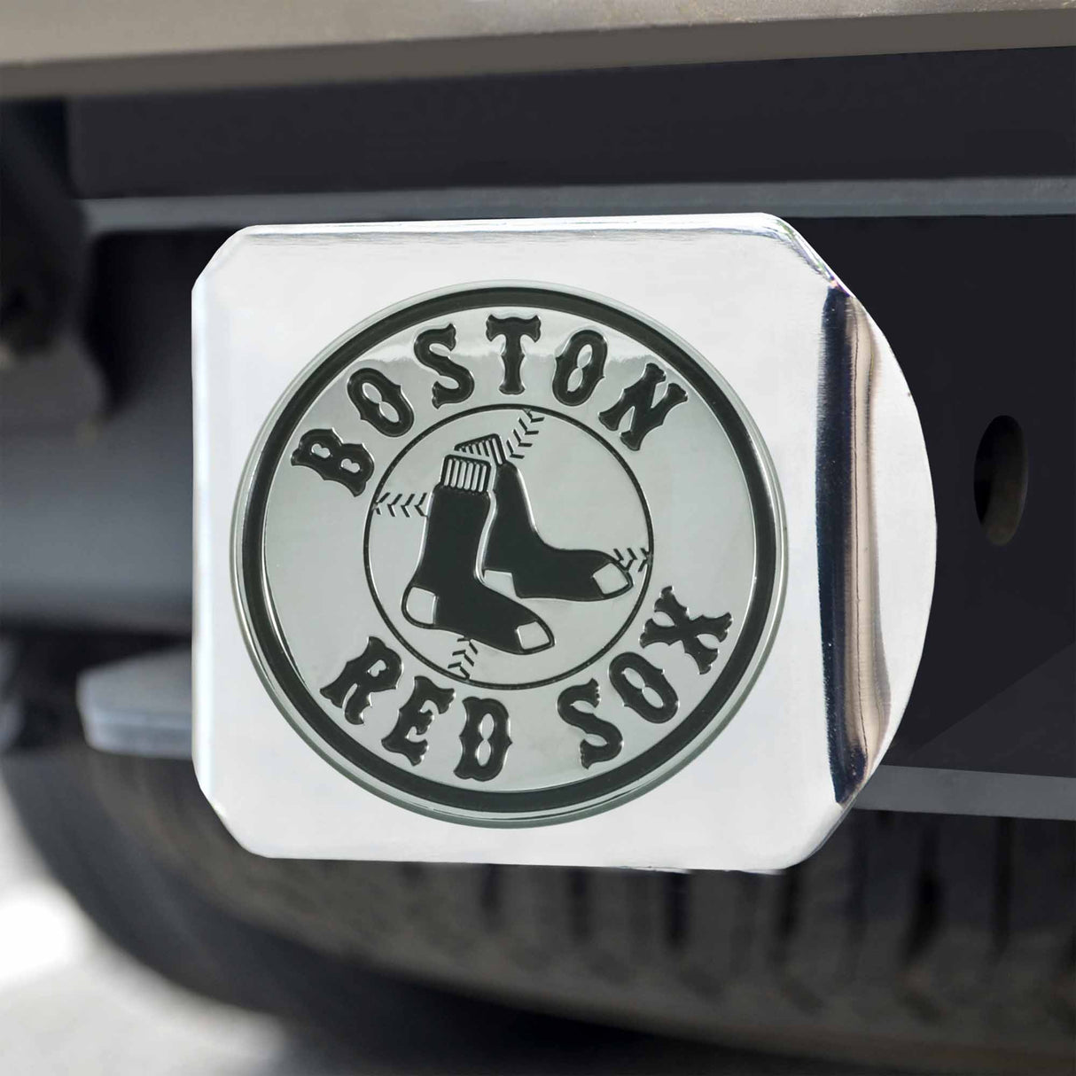 Fanmats Boston Red Sox Chrome Metal Hitch Cover with Chrome Metal 3D Emblem Fan Gear MLB Boston Red Sox