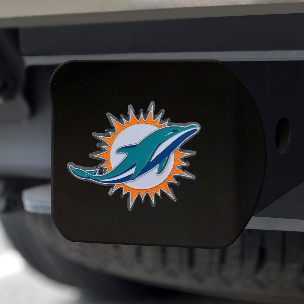 Fanmats Miami Dolphins Black 3D Color Emblem Metal Hitch Cover Fan Gear NFL Miami Dolphins