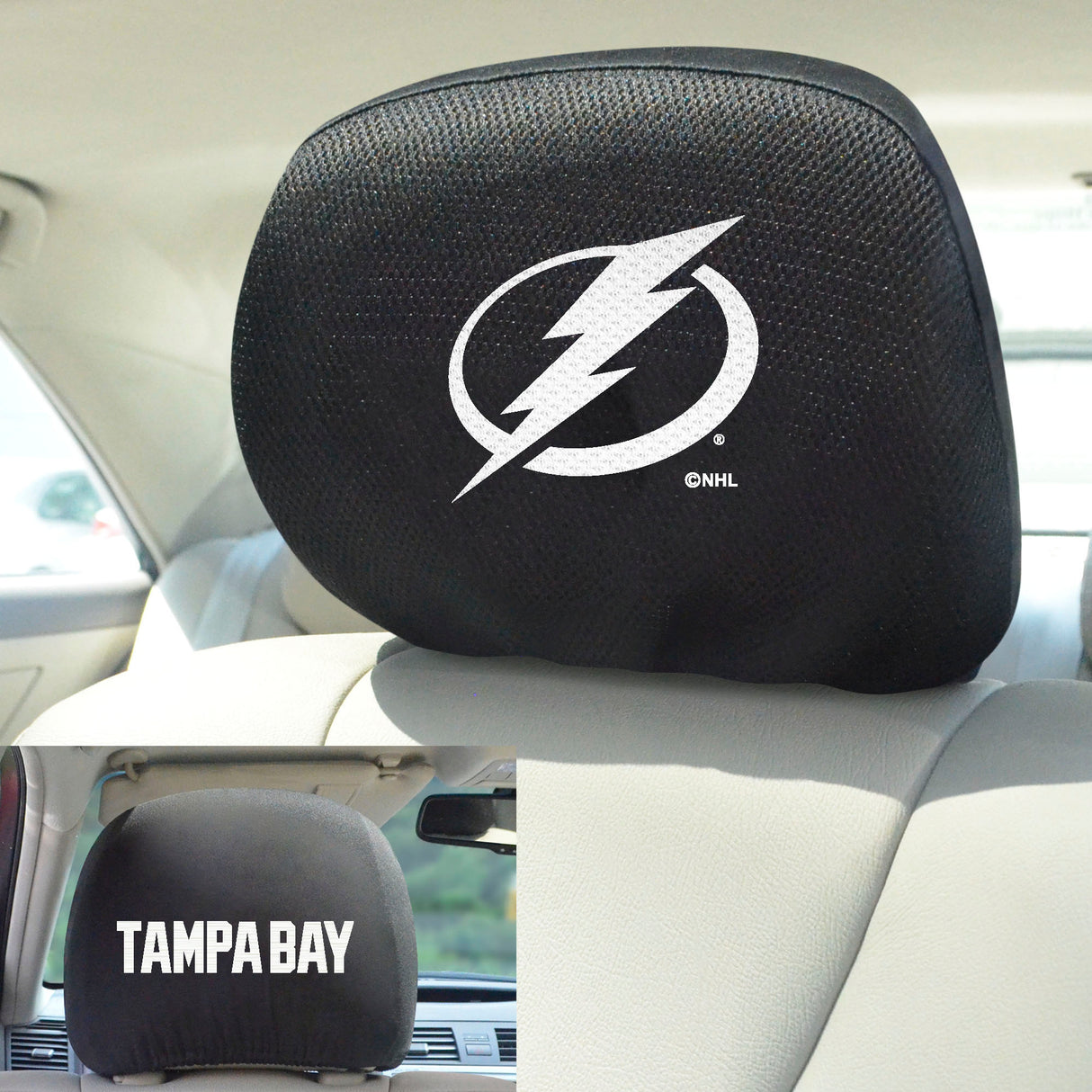Fanmats Tampa Bay Lightning Embroidered Head Rest Cover Set - 2 Pieces Fan Gear NHL Tampa Bay Lightning