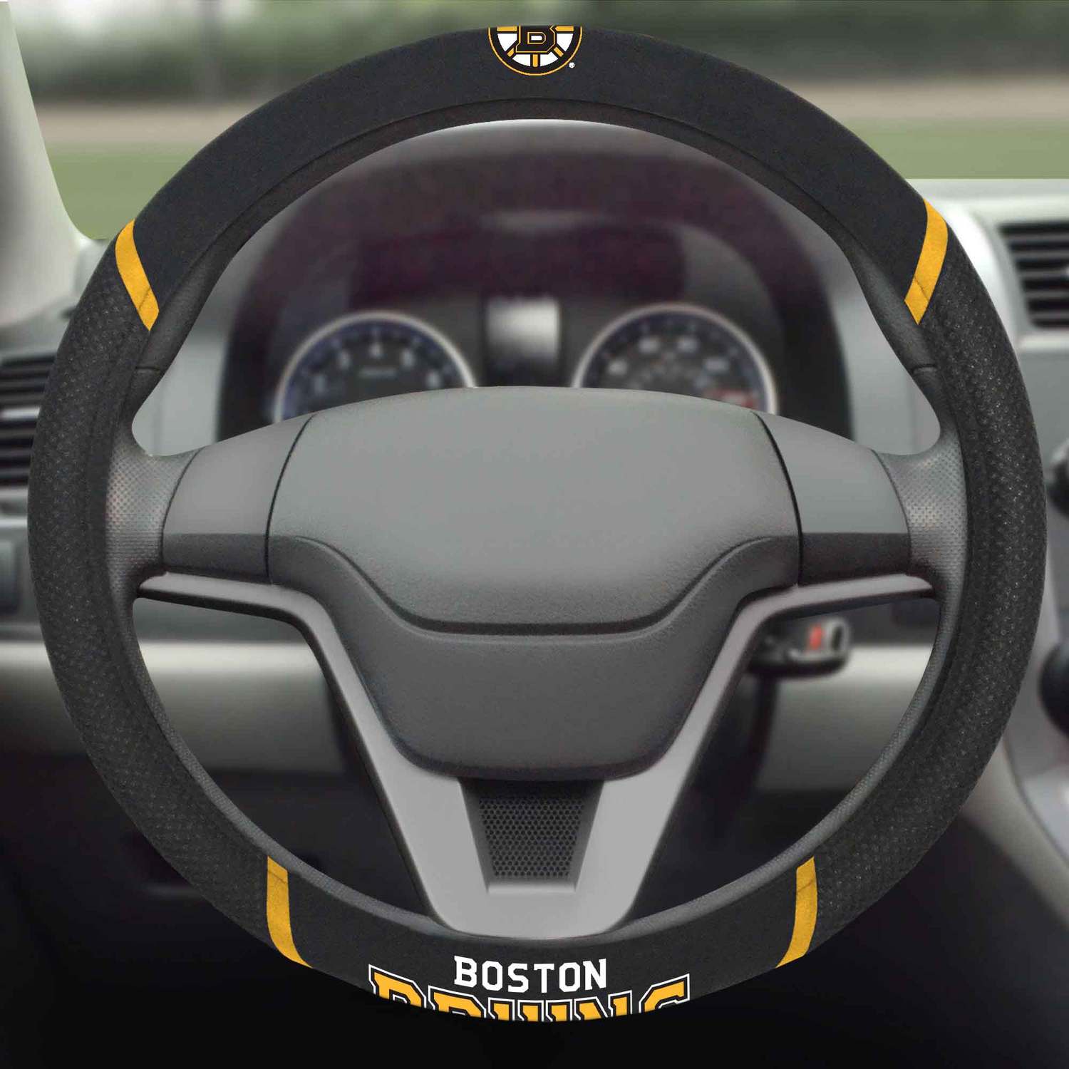 Fanmats Boston Bruins Embroidered Steering Wheel Cover Fan Gear NHL Boston Bruins