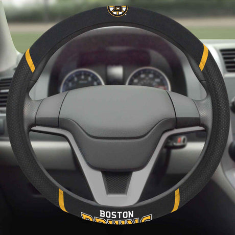 Fanmats Boston Bruins Embroidered Steering Wheel Cover Fan Gear NHL Boston Bruins
