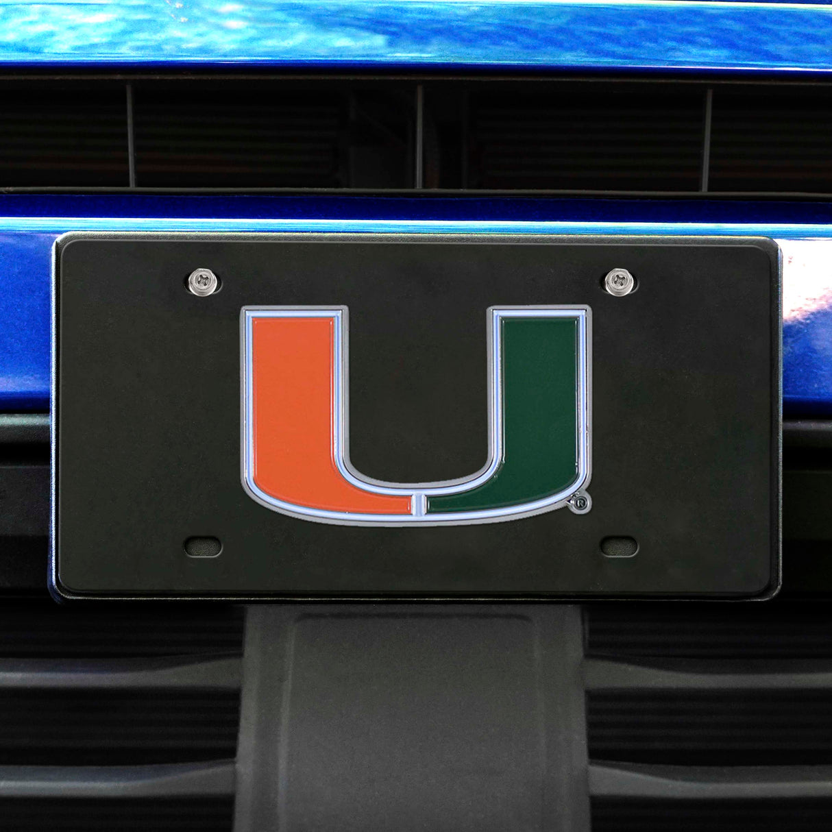 Fanmats Miami Hurricanes 3D Black License Plate Fan Gear NCAA Miami Hurricanes