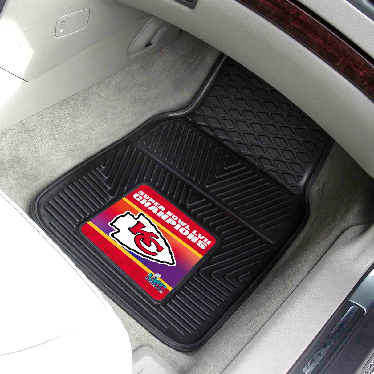 Fanmats Kansas City Chiefs Super Bowl LVII 2-pc Vinyl Car Mat Set Fan Gear NFL Kansas City Chiefs