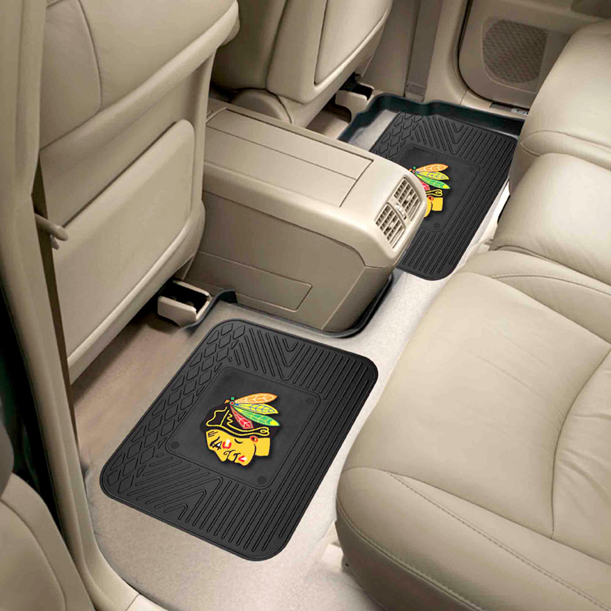 Fanmats Chicago Blackhawks Back Seat Car Utility Mats - 2 Piece Set Fan Gear NHL Chicago Blackhawks