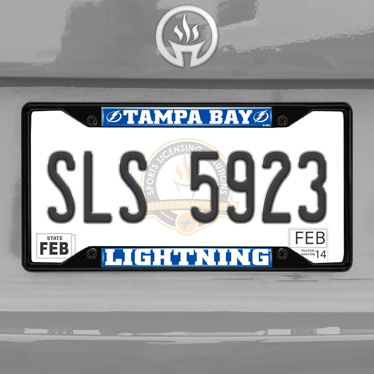 Fanmats Tampa Bay Lightning Metal License Plate Frame Black Finish Fan Gear NHL Tampa Bay Lightning