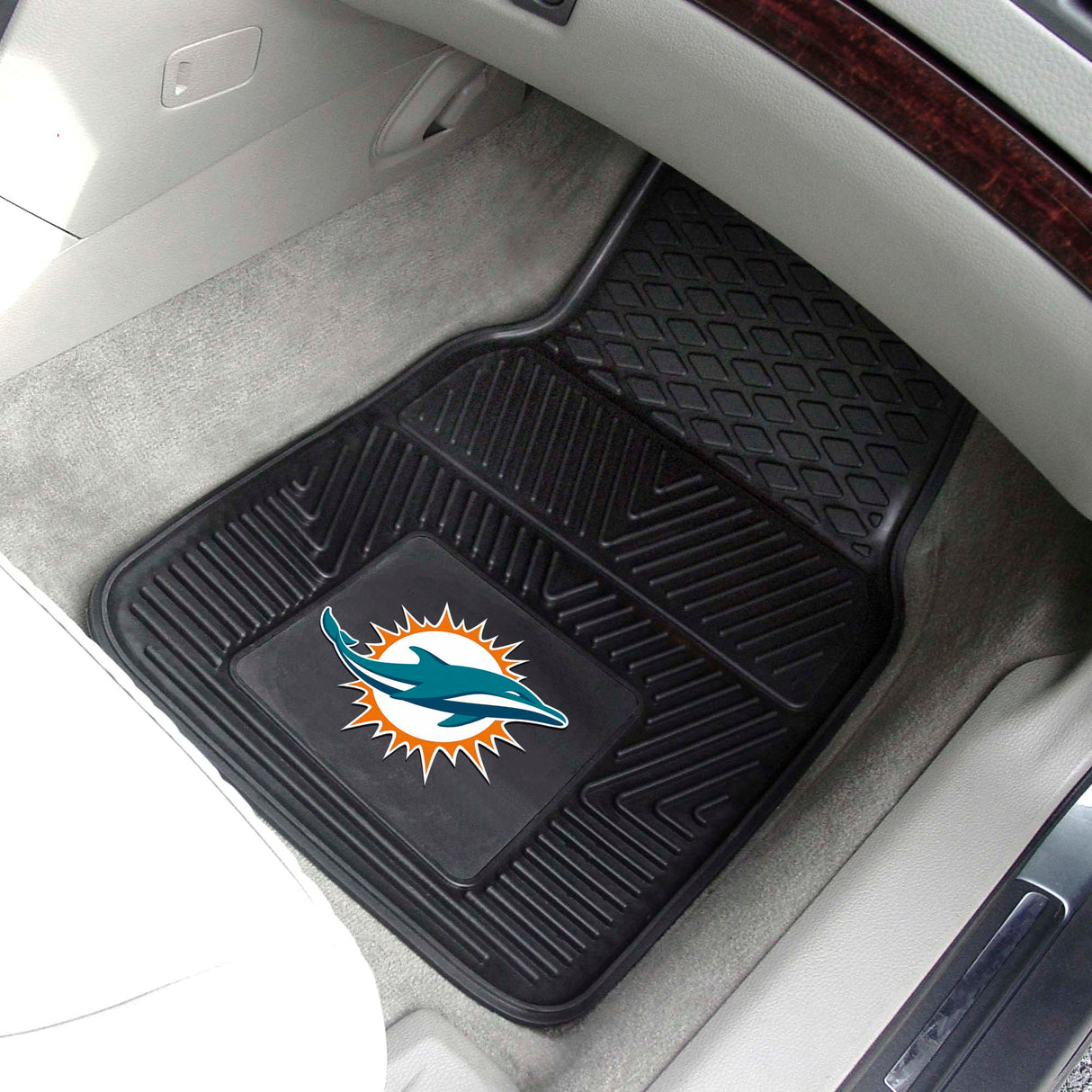 Fanmats Miami Dolphins Heavy Duty Car Mat Set - 2 Pieces Fan Gear NFL Miami Dolphins