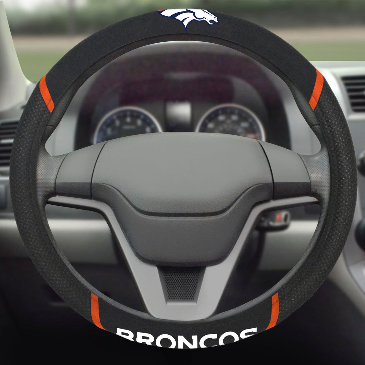 Fanmats Denver Broncos Embroidered Steering Wheel Cover Fan Gear NFL Denver Broncos