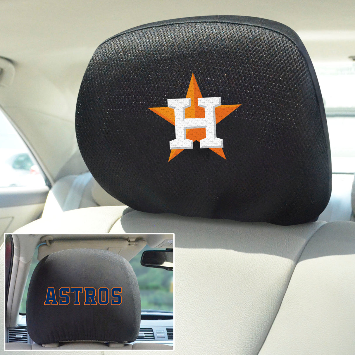 Fanmats Houston Astros Embroidered Head Rest Cover Set - 2 Pieces Fan Gear MLB Houston Astros