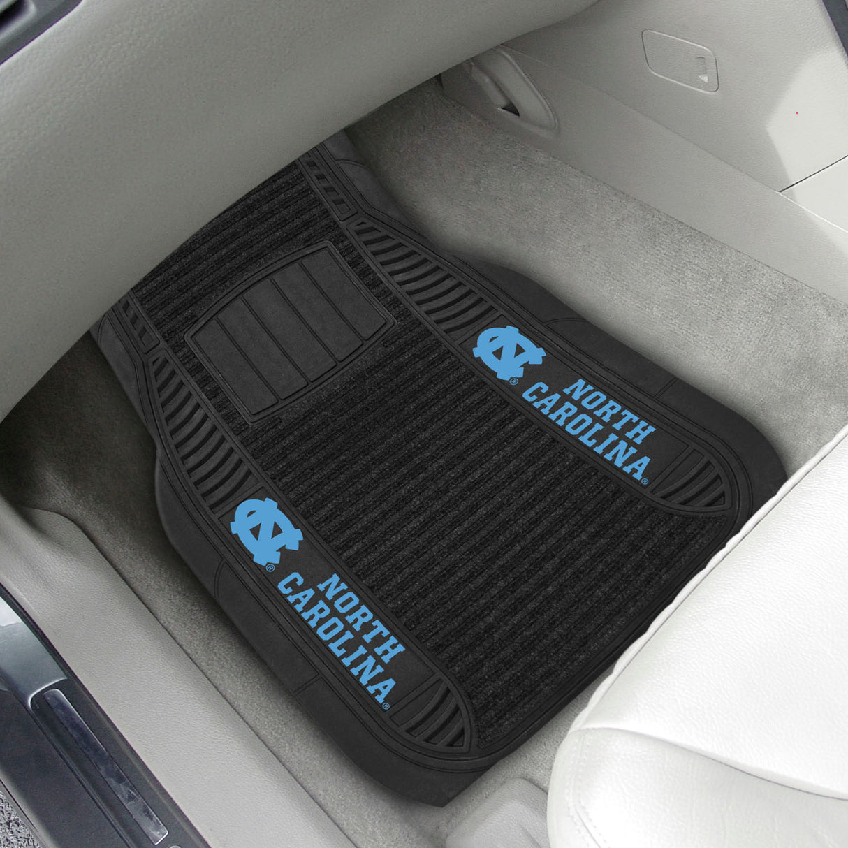 Fanmats North Carolina Tar Heels 2 Piece Deluxe Car Mat Set Fan Gear NCAA North Carolina Tar Heels