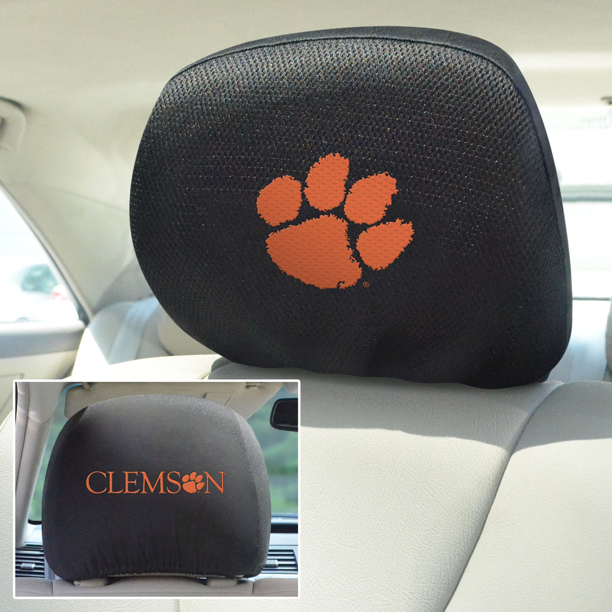 Fanmats Clemson Tigers Embroidered Head Rest Cover Set - 2 Pieces Fan Gear NCAA Clemson Tigers