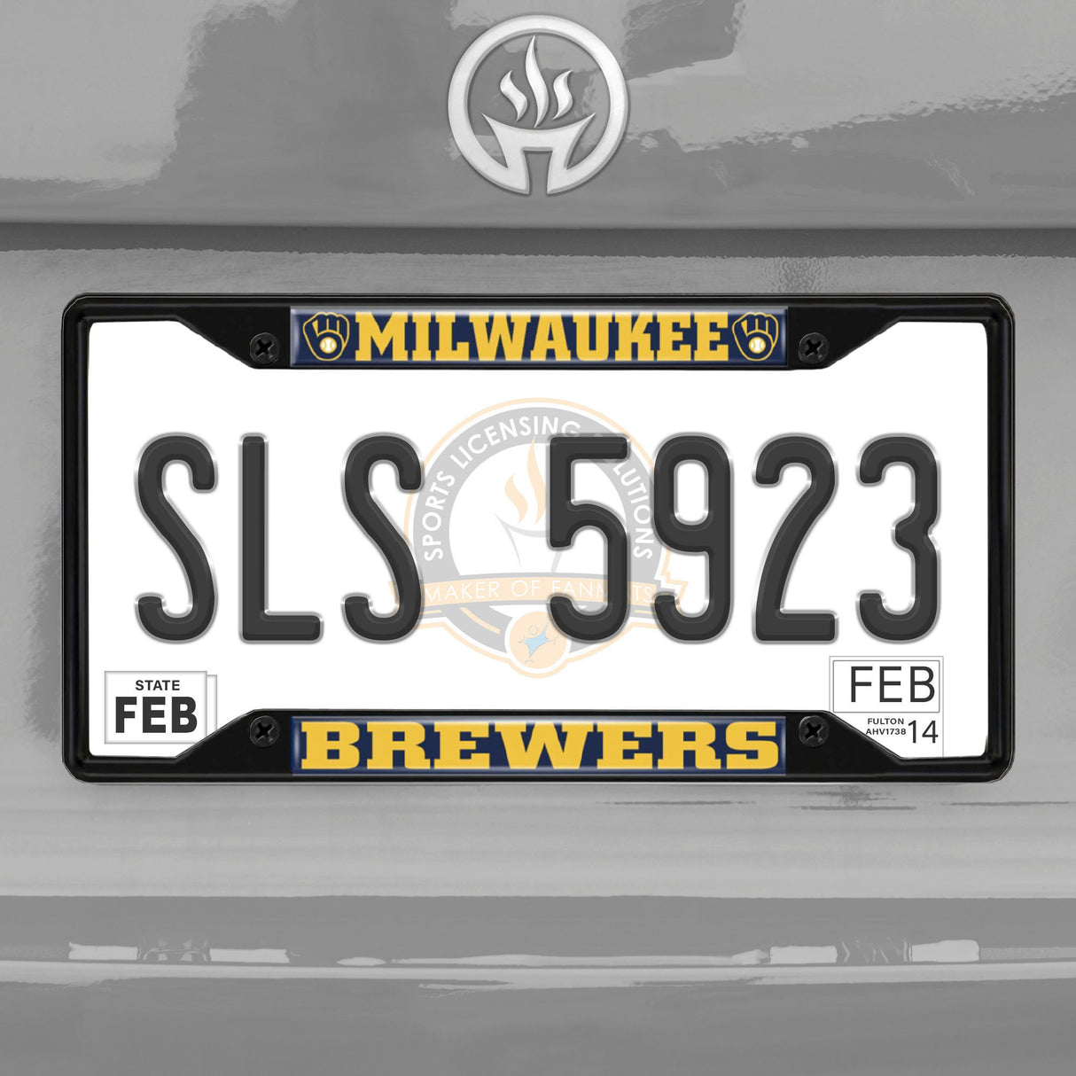 Fanmats Milwaukee Brewers Metal License Plate Frame Black Finish