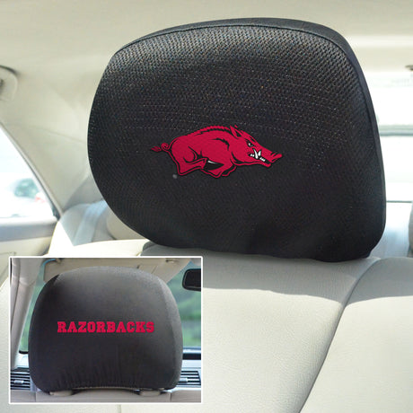 Fanmats Arkansas Razorbacks Embroidered Head Rest Cover Set - 2 Pieces Fan Gear NCAA Arkansas Razorbacks