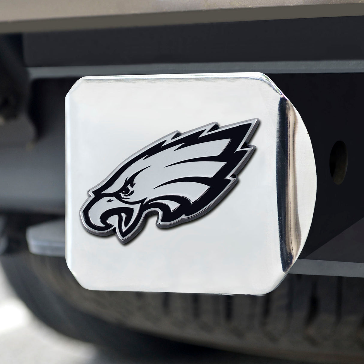 Fanmats Philadelphia Eagles Chrome Metal Hitch Cover with Chrome Metal 3D Emblem Fan Gear NFL Philadelphia Eagles