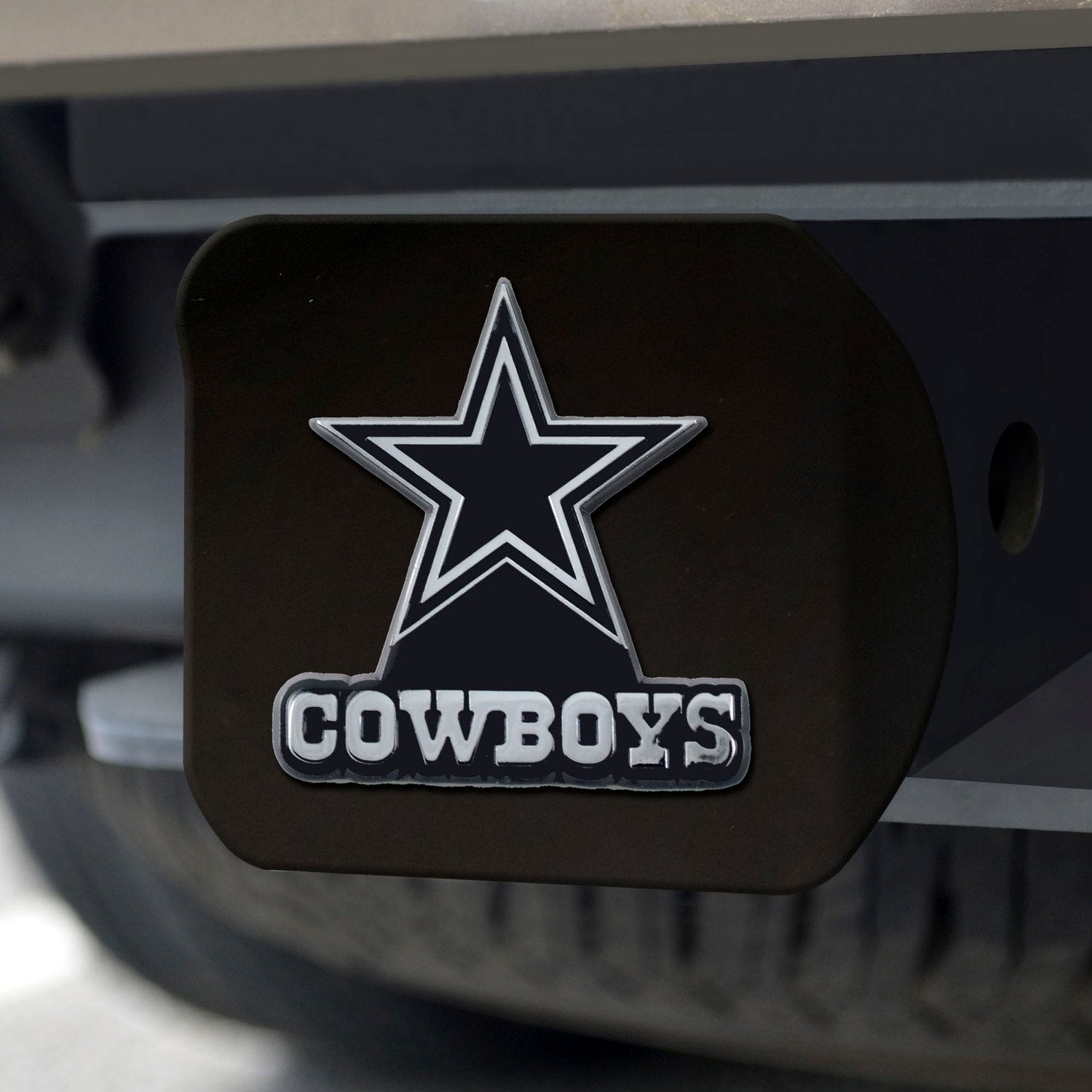Fanmats Dallas Cowboys Black Metal Hitch Cover with Metal Chrome 3D Emblem Fan Gear NFL Dallas Cowboys