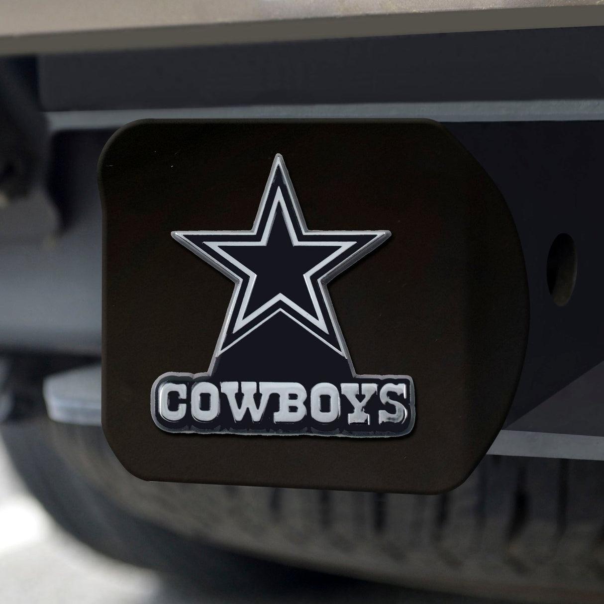 Fanmats Dallas Cowboys Black Metal Hitch Cover with Metal Chrome 3D Emblem Fan Gear NFL Dallas Cowboys