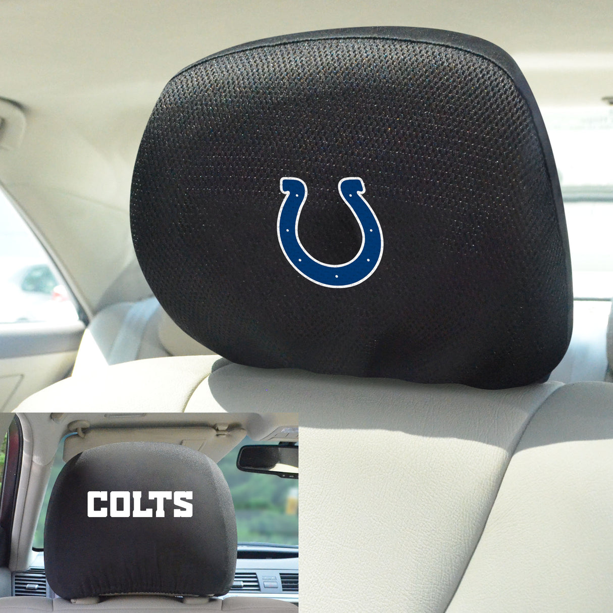 Fanmats Indianapolis Colts Embroidered Head Rest Cover Set - 2 Pieces Fan Gear NFL Indianapolis Colts