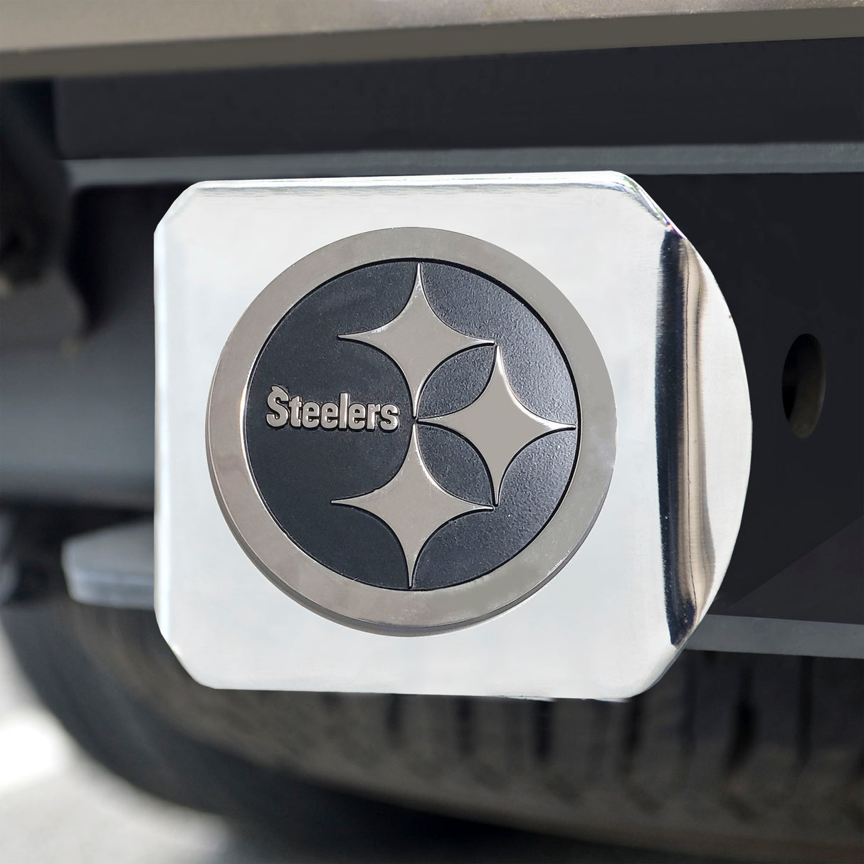 Fanmats Pittsburgh Steelers Chrome Metal Hitch Cover with Chrome Metal 3D Emblem Fan Gear NFL Pittsburgh Steelers