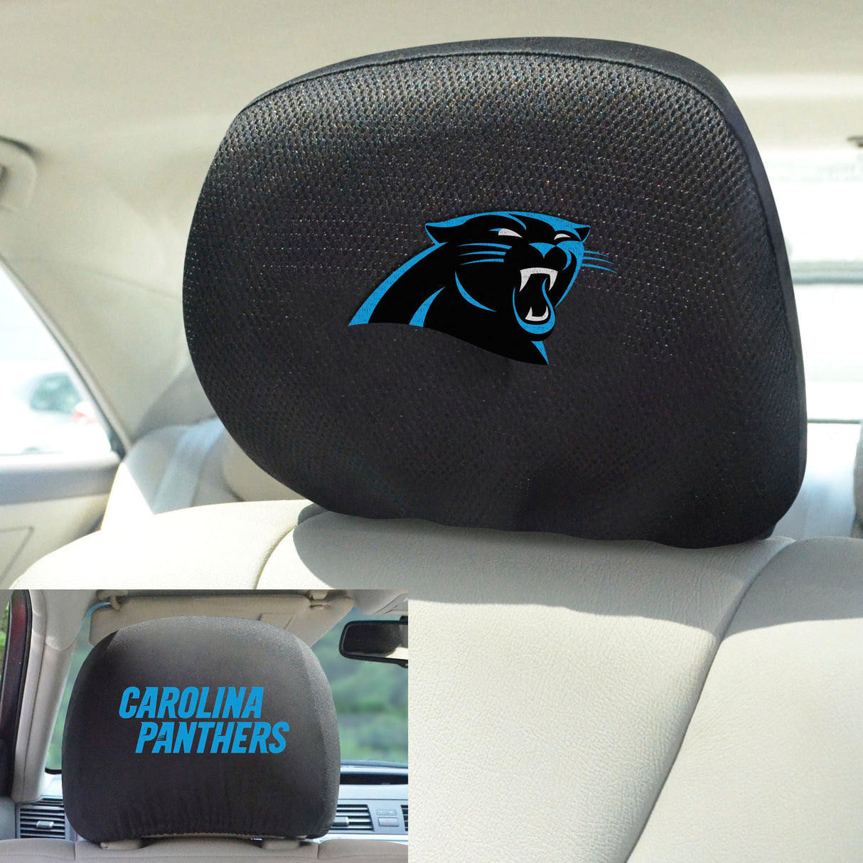 Fanmats Carolina Panthers Embroidered Head Rest Cover Set - 2 Pieces Fan Gear NFL Carolina Panthers